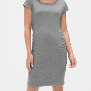 GAP maternity bodycon mini‎ dress short sleeve grey ruched sides XS fits a Small